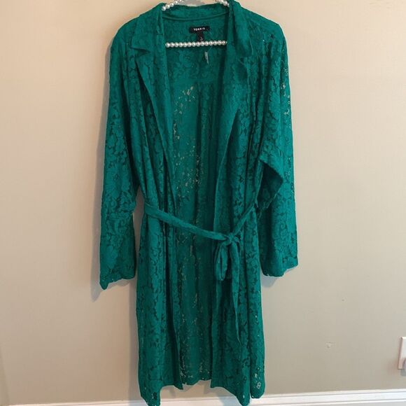 Torrid Lace Trench Coat size 3 never worn green - Picture 2 of 7